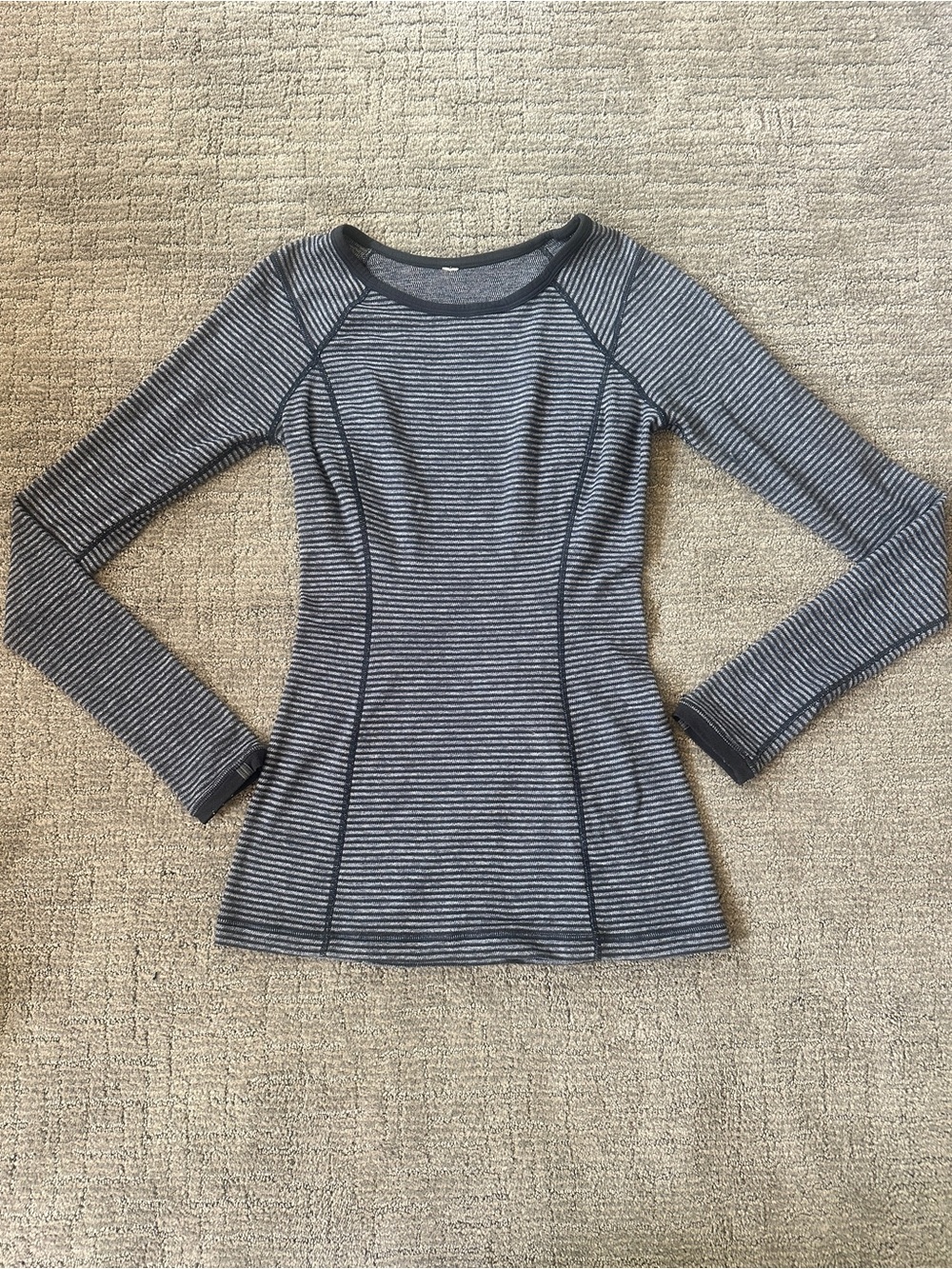 Lululemon Run Turn Around Striped Long Sleeve Fitted Top - Size 6